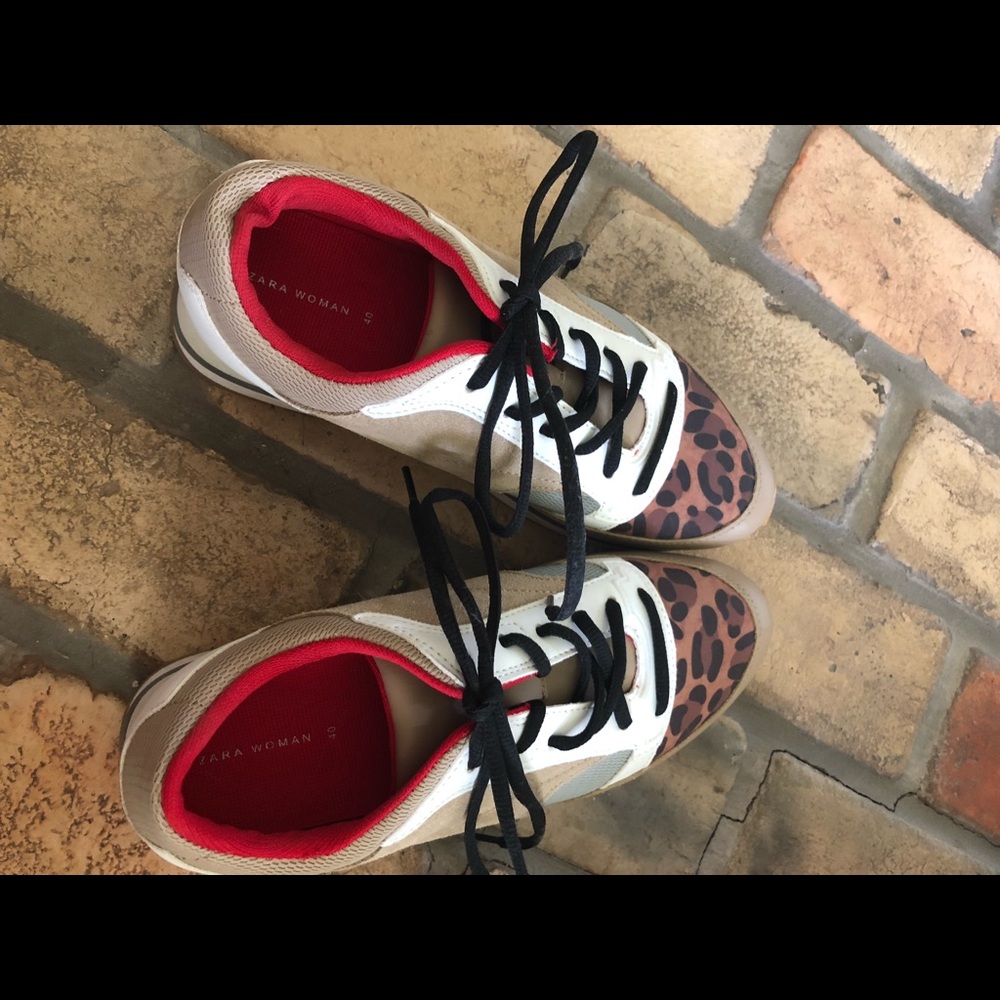 ZARA Platform Leopard Sneakers Size 9